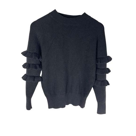 Line + Dot Black Ruffle Sleeve Knit Sweater. Size XS - Picture 1 of 9